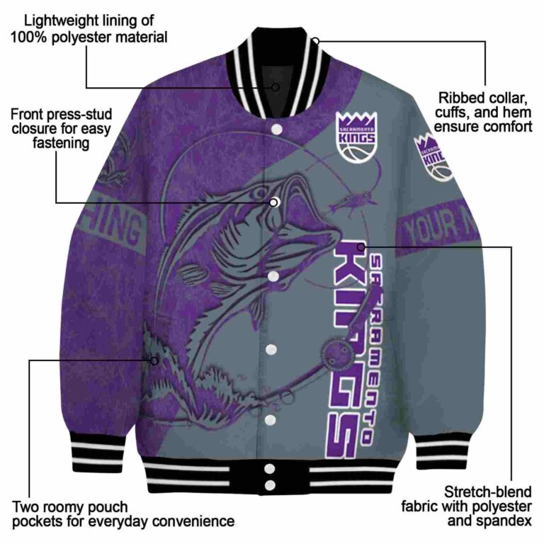 customized sacramento kings fishing rod grey jacket new arrival