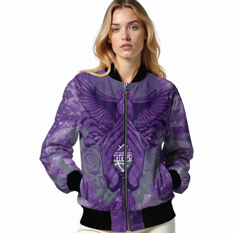 customized sacramento kings praying hands purple jacket latest model