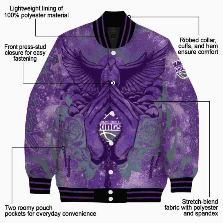 customized sacramento kings praying hands purple jacket new arrival