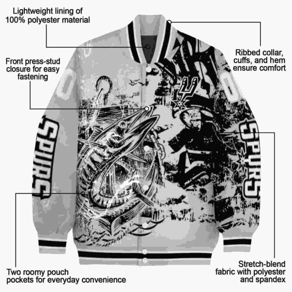 customized san antonio spurs fishing art silver jacket new arrival