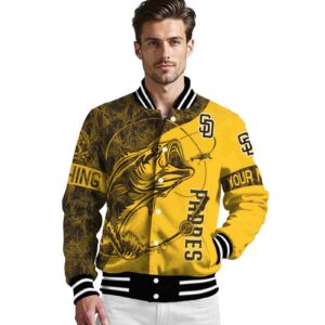 customized san diego padres fishing rod gold jacket high quality