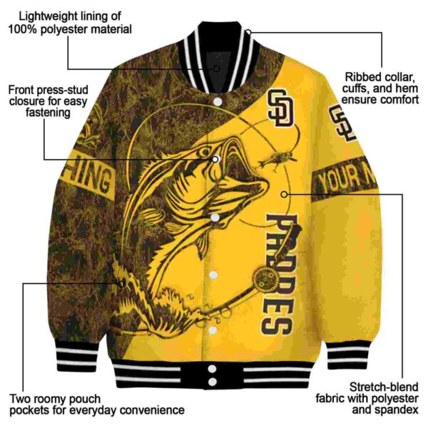 customized san diego padres fishing rod gold jacket new arrival
