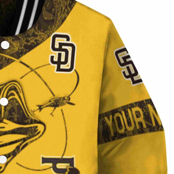 customized san diego padres fishing rod gold jacket premium grade