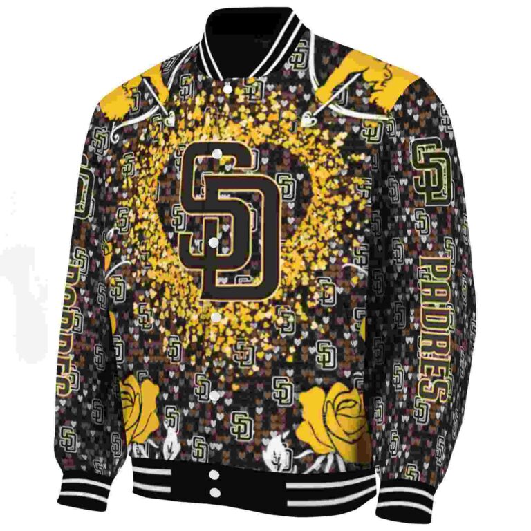 customized san diego padres heart explosion brown jacket best selling