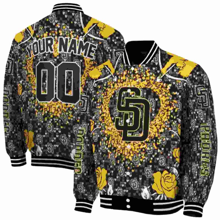 customized san diego padres heart explosion brown jacket fashion forward