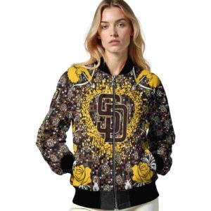 customized san diego padres heart explosion brown jacket latest model