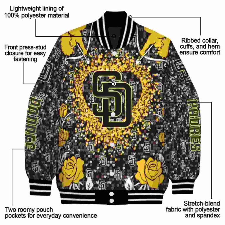 customized san diego padres heart explosion brown jacket new arrival