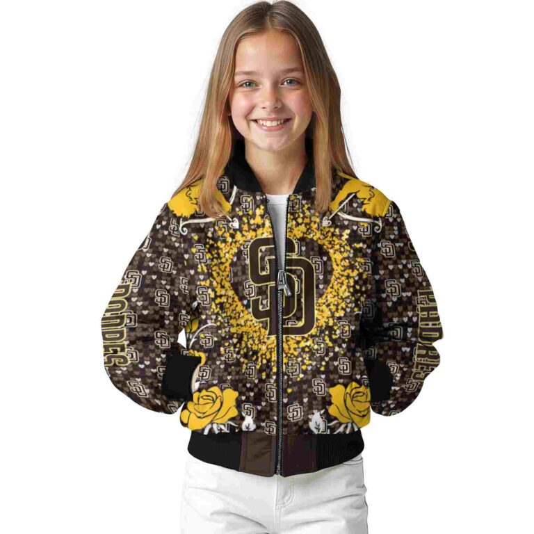 customized san diego padres heart explosion brown jacket top rated