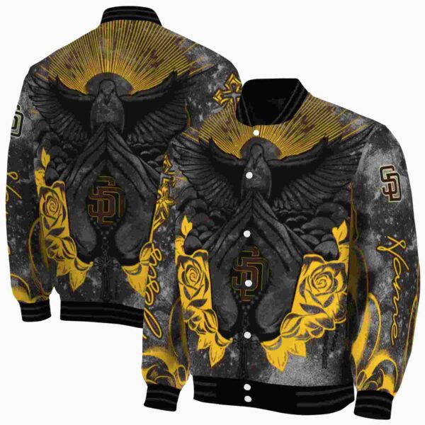 customized san diego padres praying hands brown jacket fashion forward