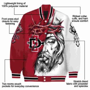 customized san diego state aztecs jesus tears red white jacket new arrival
