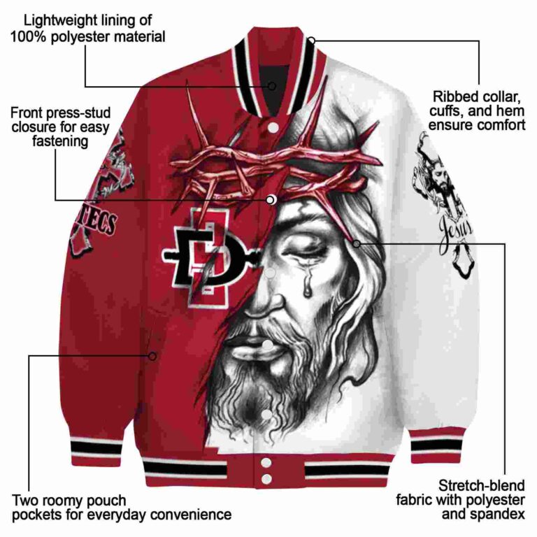 customized san diego state aztecs jesus tears red white jacket new arrival
