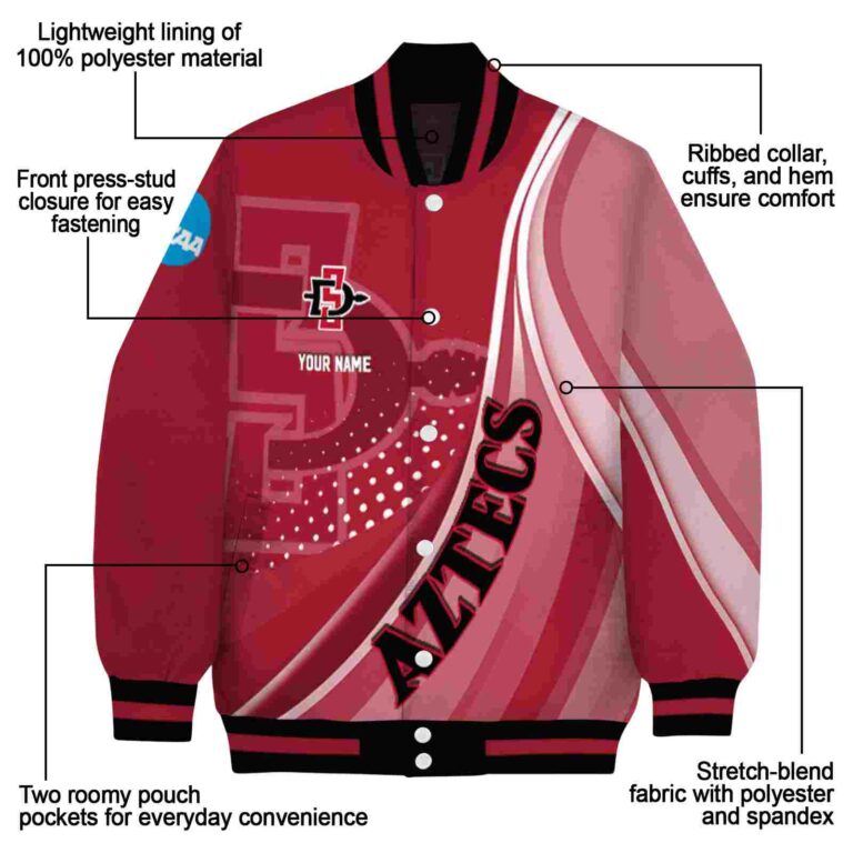 customized san diego state aztecs wave patterns red jacket new arrival