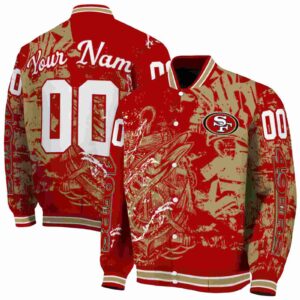 customized san francisco 49ers fishing art red jacket fashion forward