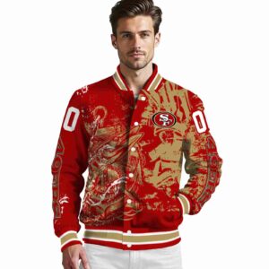 customized san francisco 49ers fishing art red jacket high quality