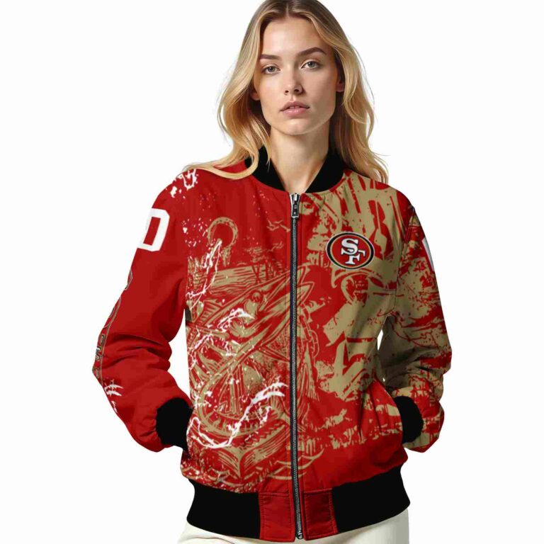 customized san francisco 49ers fishing art red jacket latest model