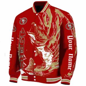 customized san francisco 49ers fishing passion red white jacket best selling