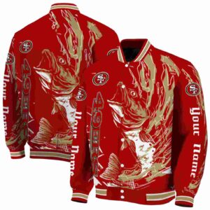 customized san francisco 49ers fishing passion red white jacket fashion forward