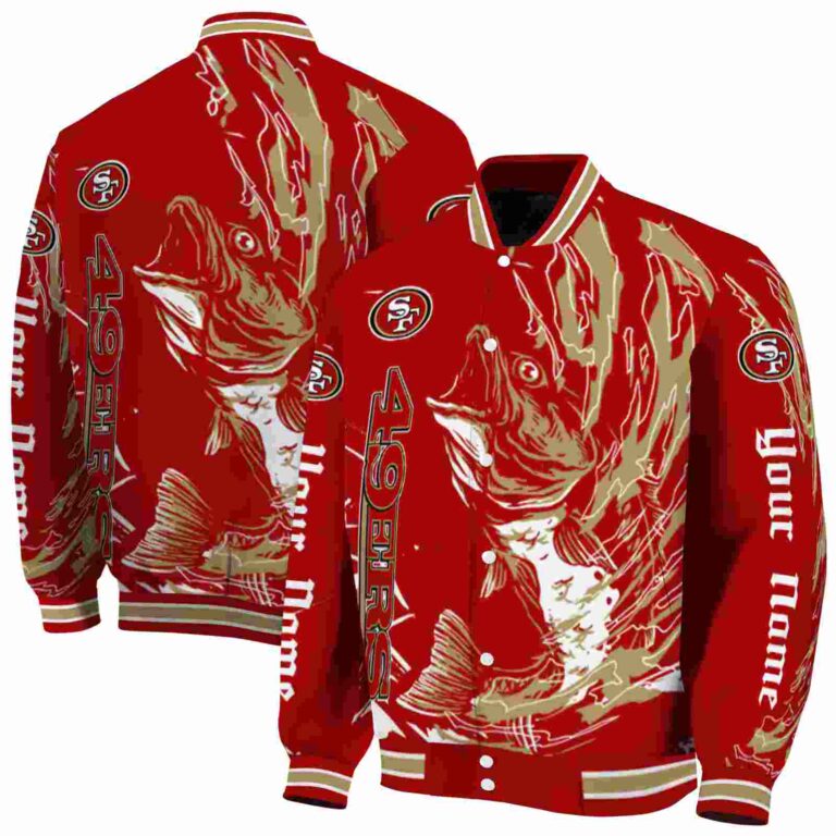 customized san francisco 49ers fishing passion red white jacket fashion forward