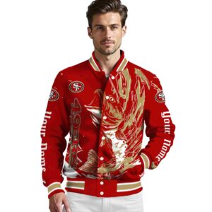 customized san francisco 49ers fishing passion red white jacket high quality