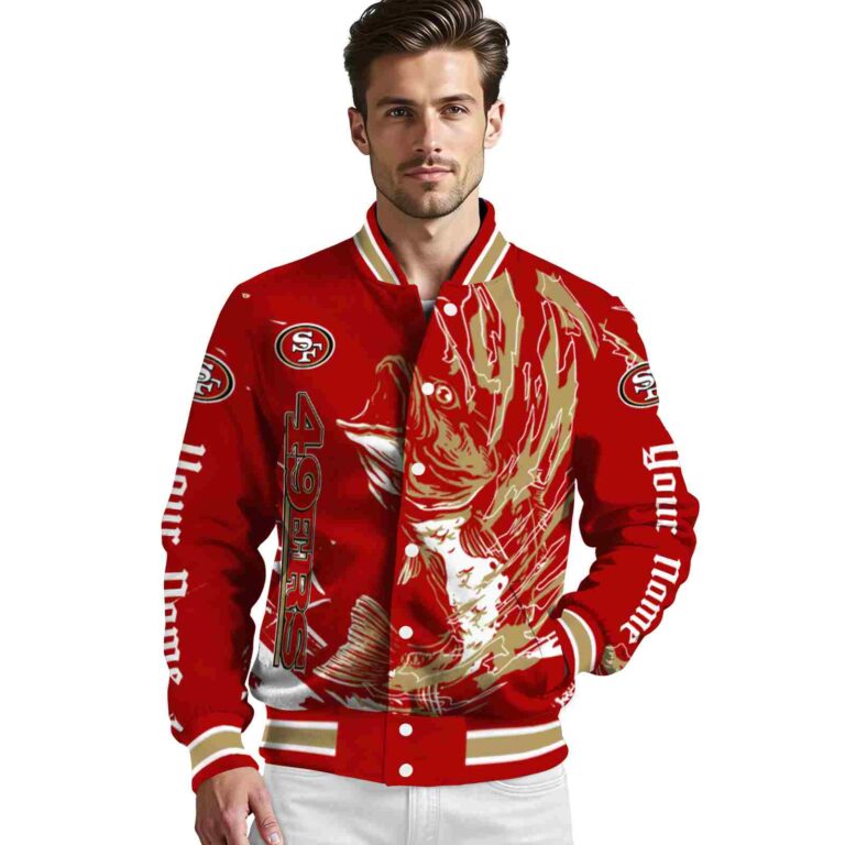 customized san francisco 49ers fishing passion red white jacket high quality