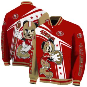 customized san francisco 49ers mickey football red white jacket fashion forward