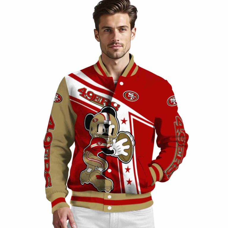 customized san francisco 49ers mickey football red white jacket high quality