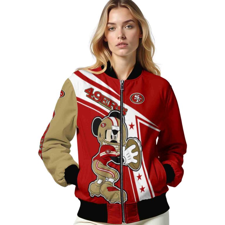 customized san francisco 49ers mickey football red white jacket latest model