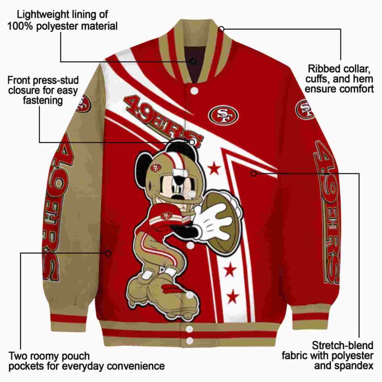 customized san francisco 49ers mickey football red white jacket new arrival