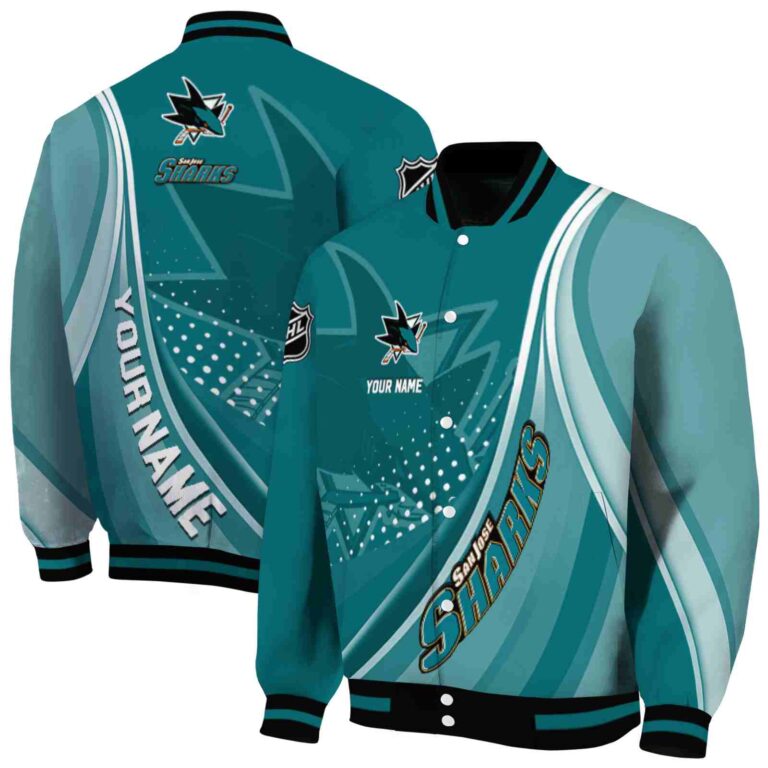 customized san jose sharks wave patterns teal jacket fashion forward