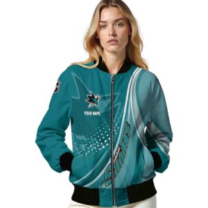 customized san jose sharks wave patterns teal jacket latest model