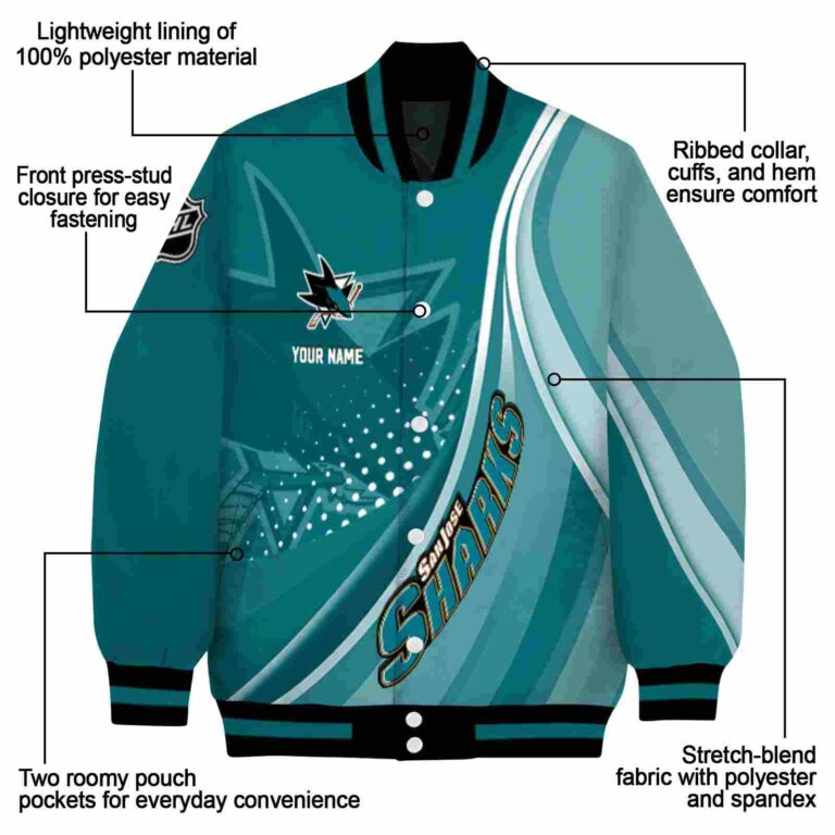 customized san jose sharks wave patterns teal jacket new arrival