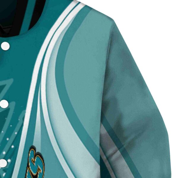 customized san jose sharks wave patterns teal jacket premium grade