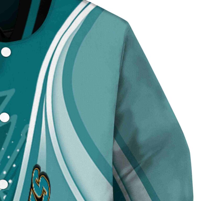 customized san jose sharks wave patterns teal jacket premium grade