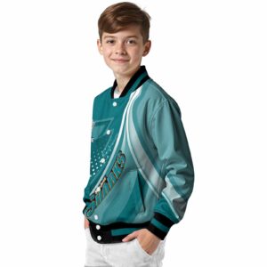 customized san jose sharks wave patterns teal jacket trendy
