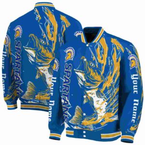 customized san jose state spartans fishing passion blue white jacket fashion forward