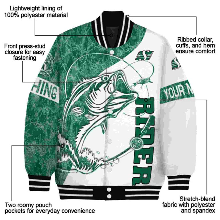 customized saskatchewan roughriders fishing rod white jacket new arrival