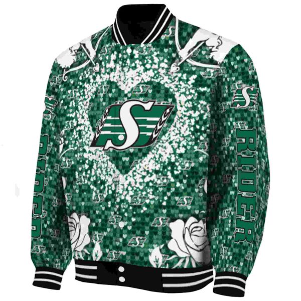customized saskatchewan roughriders heart explosion green jacket best selling