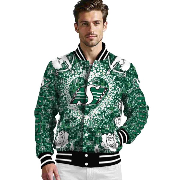 customized saskatchewan roughriders heart explosion green jacket high quality