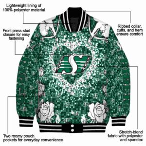 customized saskatchewan roughriders heart explosion green jacket new arrival