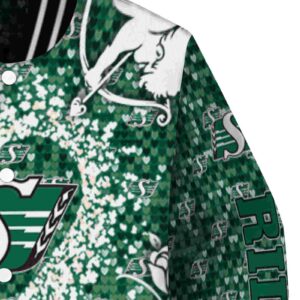 customized saskatchewan roughriders heart explosion green jacket premium grade