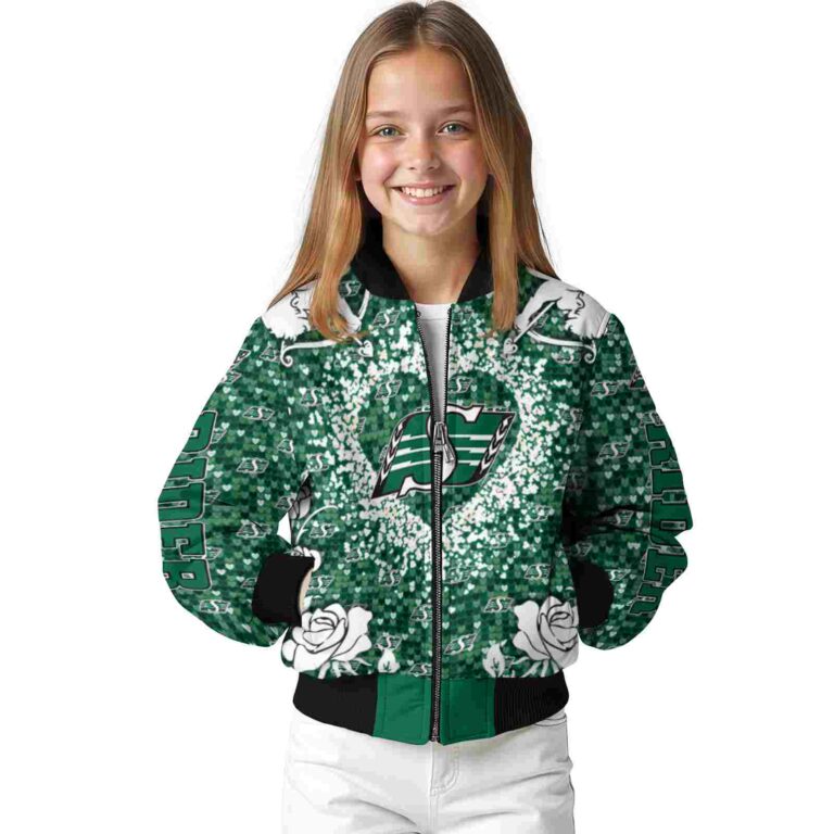 customized saskatchewan roughriders heart explosion green jacket top rated