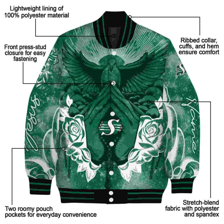 customized saskatchewan roughriders praying hands green jacket new arrival