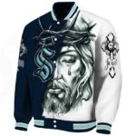 customized seattle kraken jesus tears blue white jacket best selling