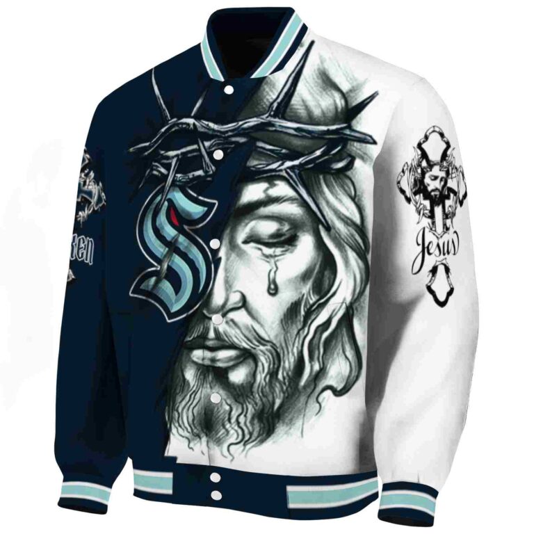 customized seattle kraken jesus tears blue white jacket best selling