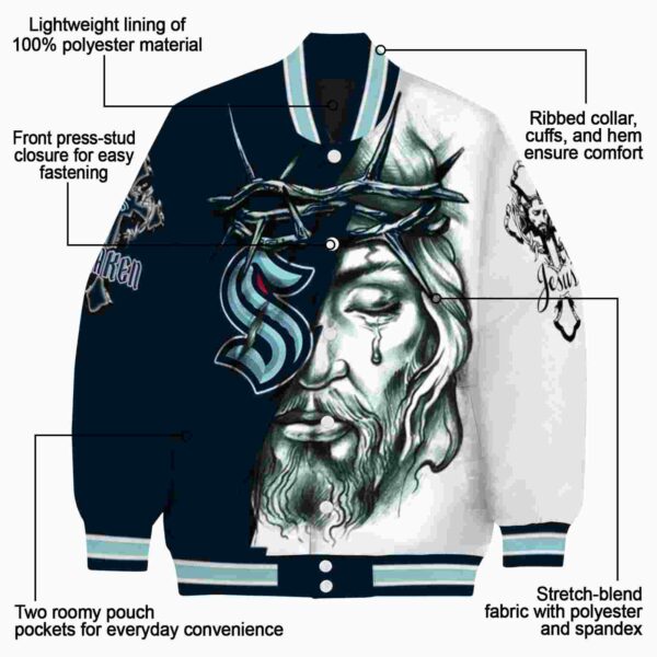 customized seattle kraken jesus tears blue white jacket new arrival
