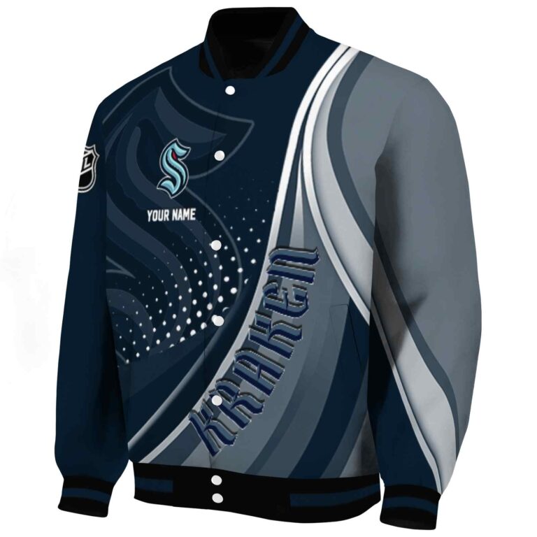 customized seattle kraken wave patterns blue jacket best selling