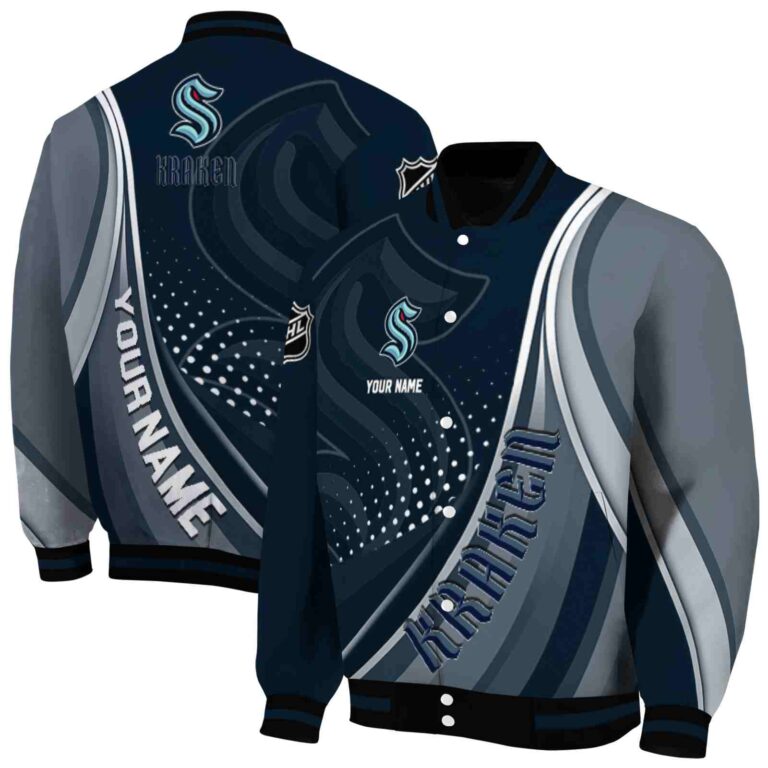 customized seattle kraken wave patterns blue jacket fashion forward