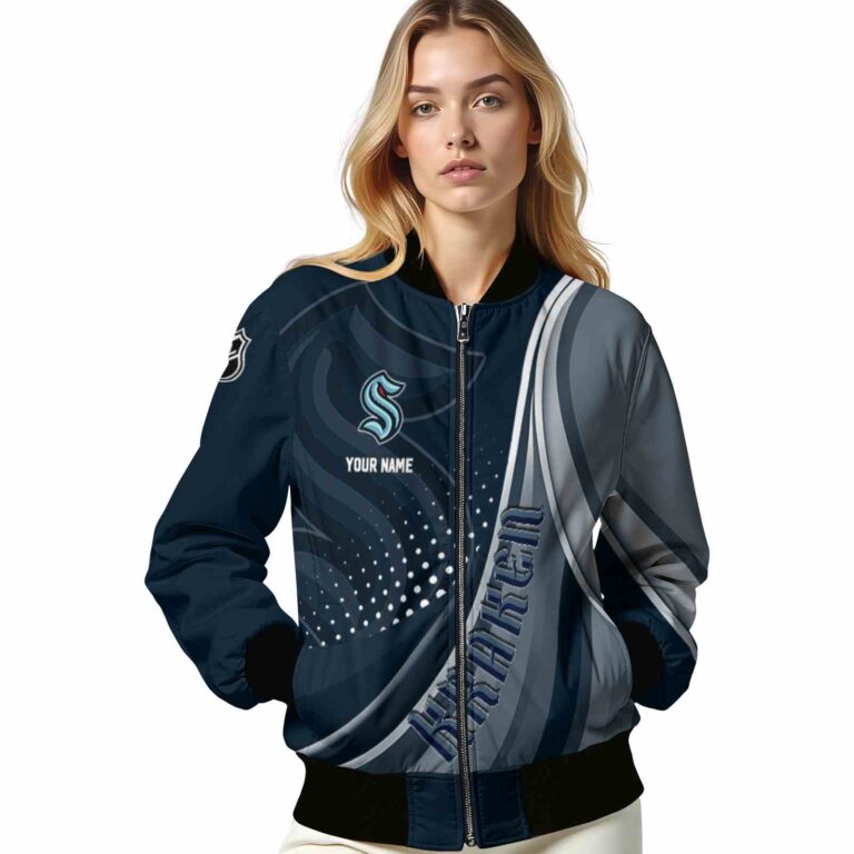 customized seattle kraken wave patterns blue jacket latest model