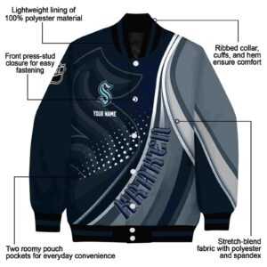 customized seattle kraken wave patterns blue jacket new arrival