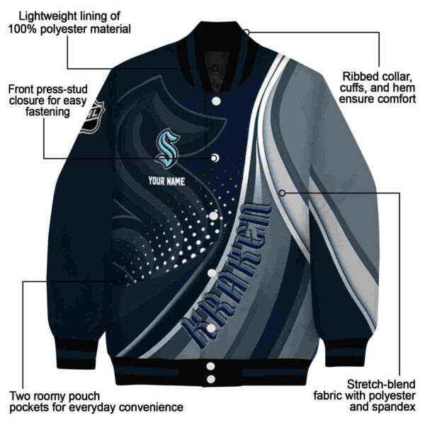 customized seattle kraken wave patterns blue jacket new arrival